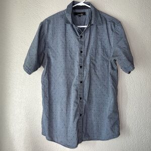 Coastal Button Shirt Mens Large Gray Short Sleeve Button Up Casual EUC